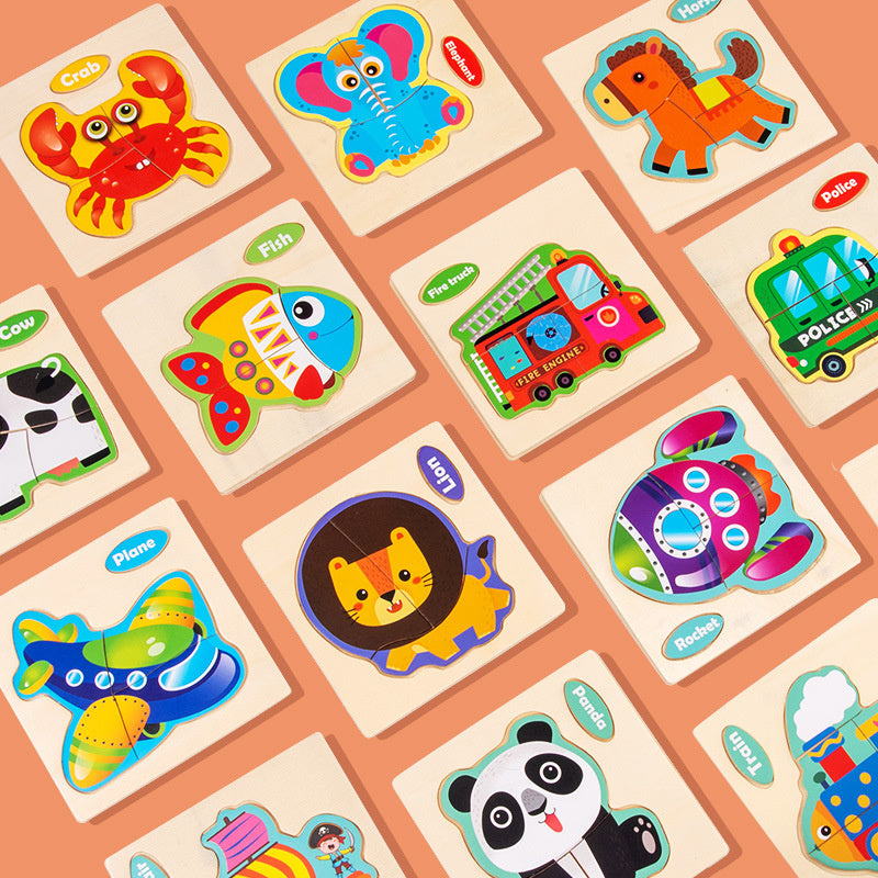 Rompecabezas de Animalitos en 3D para Niños echa de Madera