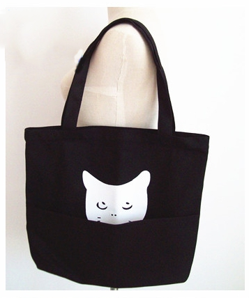 Bolsa de compras ecológica de lona con diseño de gato