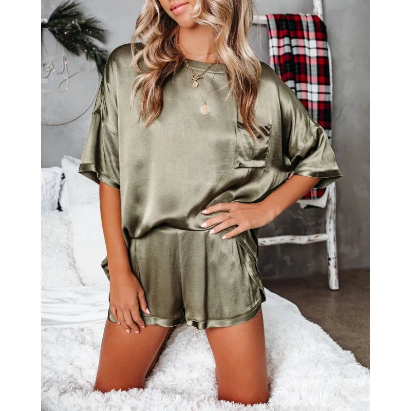 Conjunto de pijama exclusiva de seda para mujer